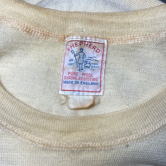 Vintage Shepherd Pure Wool Thermal Undershirt Sweater 1940s WW2 Size 38.5 / S/M - Picture 1 of 13